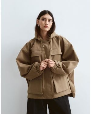 ARRANGE Premium Oversized Cargo Jacket - Brown