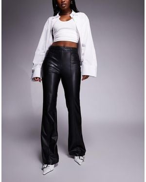ONLY Seam Detail Faux Leather Flare Trousers - Blue