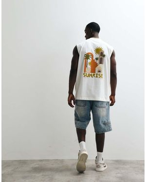 ASOS Oversized Tanktop Met Grafische Sunrise-Print - Grijs