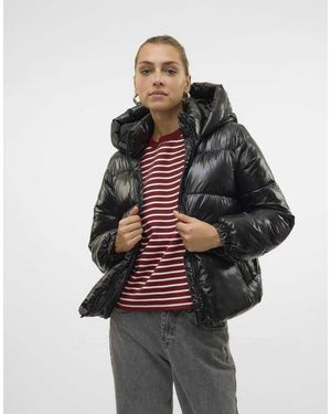 Vero Moda Uppsashiny Giacca Trapuntata Con Cappuccio Nera - Grigio