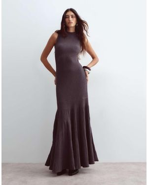 ARRANGE Knitted Sleeveless Ribbed Maxi Dress - Purple