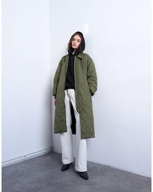 TOPSHOP Belted Long Liner Jacket - White