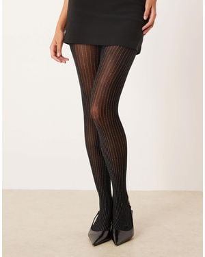 ASOS Glitter Stripe Tights - Black