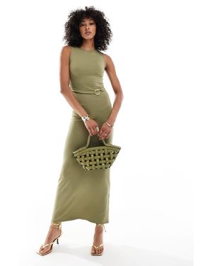 4th & Reckless Gold Hardware Belt Detail Sleeveless Maxi Dress - Green