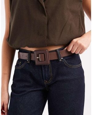 Pieces Riem Met Grote Gouden Gesp - Zwart