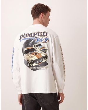 Pompeii UK Pompeii 100% Cotton Long Sleeve T-shirt With Logo Back Print - White