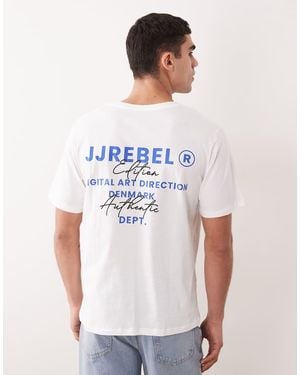 JJ Rebel Oversized T-shirt With Logo Back And Chest Print - White