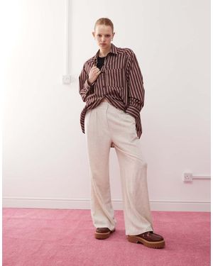 Collusion Relaxed Woven Pant With Linen - Pink