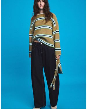 Stradivarius Strickpullover mit schal - Blau