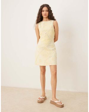 ASOS Vestido Corto Amarillo Crema Sin Mangas Con Diseño Estilo Patchwork De Croché De - Neutro