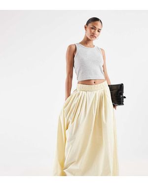 ASOS Asos Design Petite Elasticated Waist Volume Midi Skirt - Natural