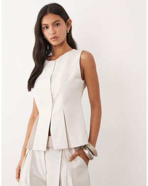 JW PEI Tailored Pleat Detail Waistcoat Co-Ord - White
