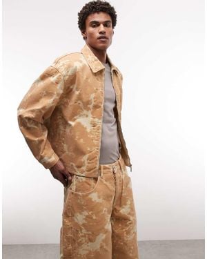 Liquor N Poker Textured Velor Denim Jacket - Brown