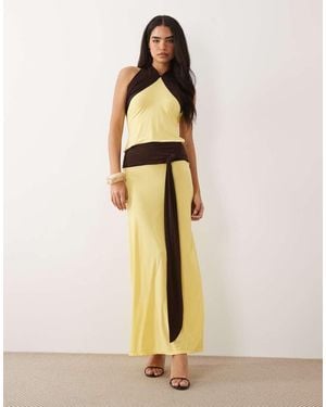 ASOS Co-ord Contrast Sash Waist Maxi Skirt - Natural