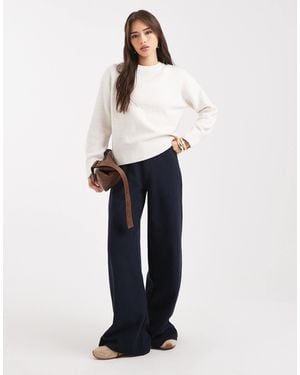 Miss Selfridge Soft Rib Wide Leg Trouser - Blue