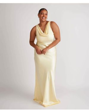 Six Stories Cowl Front Satin Bridesmaid Dress - White