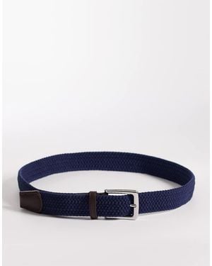 ASOS Woven Belt With Faux-leather Tip - Blue