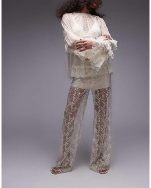 & Other Stories Sheer Lace Trousers With Scallop Hem And Fitted Hotpants - Grey