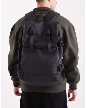 ASOS Rubberised Rolltop Backpack - Grey