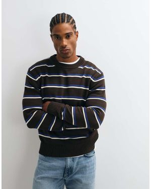 Mango Maglione Leggero Lavorato A Maglia A Righe Marroni - Marrone