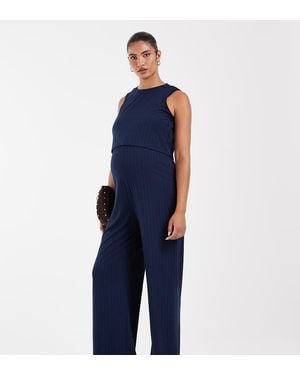 Mama.licious Mamalicious Maternity Mouwloze Jersey Jumpsuit Met 2 Functies - Blauw