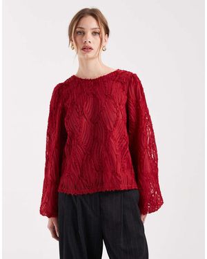 Object Top A Maniche Lunghe Testurizzato 3D - Rosso