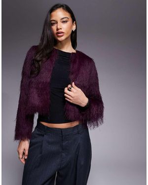 River Island Faux Fur Knitted Jacket - Purple