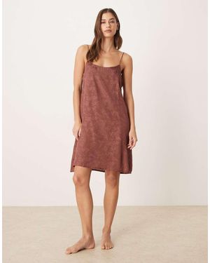 Mango Vestido Lencero De Jacquard Satinado De - Rosa