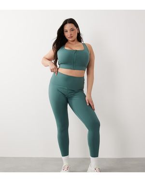 4505 Leggings Deportivos Para Gimnasio De Talle Alto Con Bolsillo Interior Y Diseño Moldeador En La Parte Trasera Icon De Curve - Verde