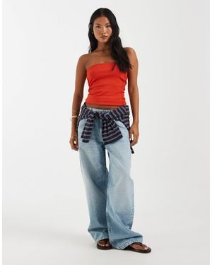 ASOS Asos Design Petite Oversized baggy Boyfriend Jeans - Blue