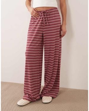 Gina Tricot Supersoft Jersey Wide Leg Trousers With Drawstring Waist - Red