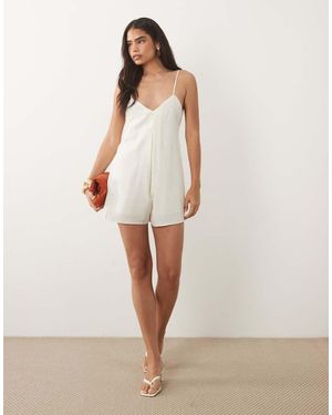 Mango Tuta Corta Con Spalline Sottili Color Crema - Bianco