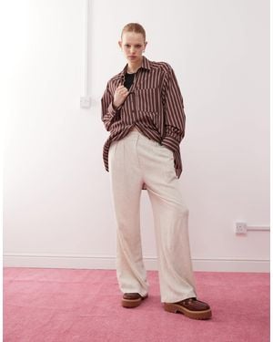 Collusion Relaxed Woven Pant With Linen - Pink