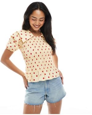 ASOS Oversized Collar Shirred Detail Top - Blue