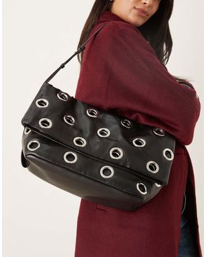 Mango Shoulder Bag With Eyelet Detail - Red