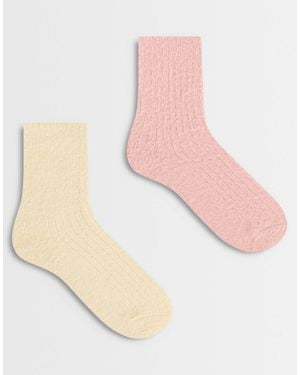 TOPSHOP 2pk Cosy Fluffy Socks - Natural