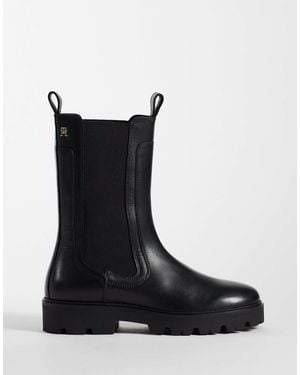 Tommy Hilfiger Lauren Leather High Chelsea Boots - Black
