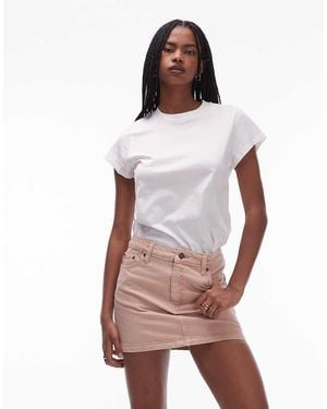 TOPSHOP Denim Pelmet Mini Skirt - Pink