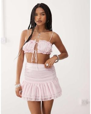 Amy Lynn Ruched Tie Detail Cami Crop Top - Pink