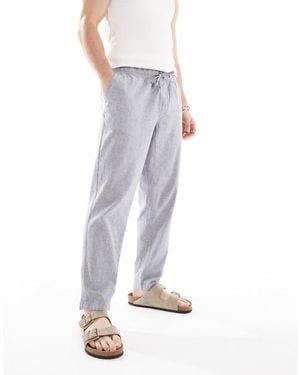 Jack & Jones Intelligence Drawstring Linen Mix Trouser - Blue