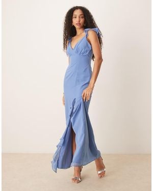ANAYA Strappy V Neck Maxi Dress - Blue