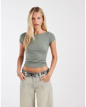 Hollister Seamless Slash Neck Top - Green