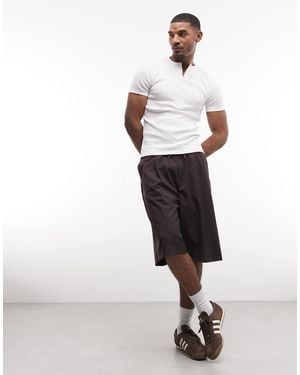 Weekday Pantaloncini Eleganti Oversize Scuro Mélange - Bianco