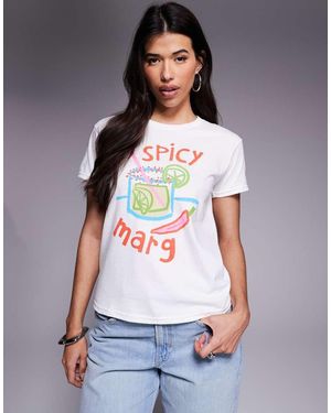 River Island Camiseta Blanca Con Estampado "Spicy Marg" De - Gris