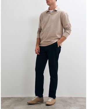 Mango Cotton Rich Tailored Tapered Trouser - Blue