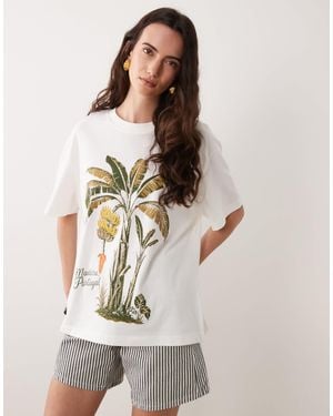 ASOS Oversized T-shirt With Banana Tree Graphic - White