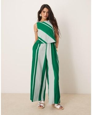 ASOS Double Layer Jumpsuit With Open Back - Green