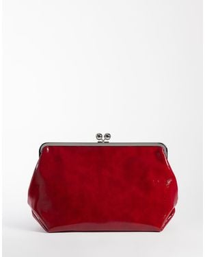 ASOS High Shine Oversized Frame Clutch Bag - Red