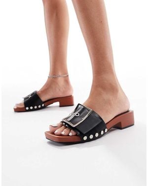 London Rebel Heeled Sandal With Buckle Detail - White