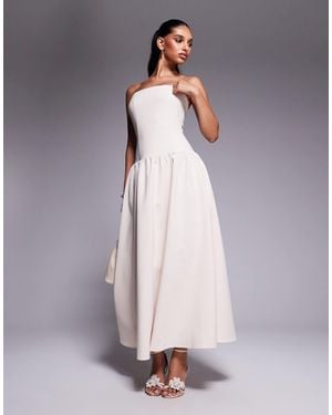 Kaiia Exclusive Structured Bandeau Drop Waist Gathered Skirt Maxi Dress - Gray